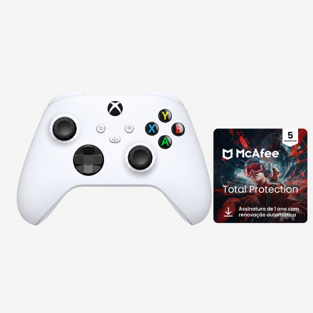 Controle sem fio Xbox Series X · s Branco · Robot White + Mcaffe Total Protection