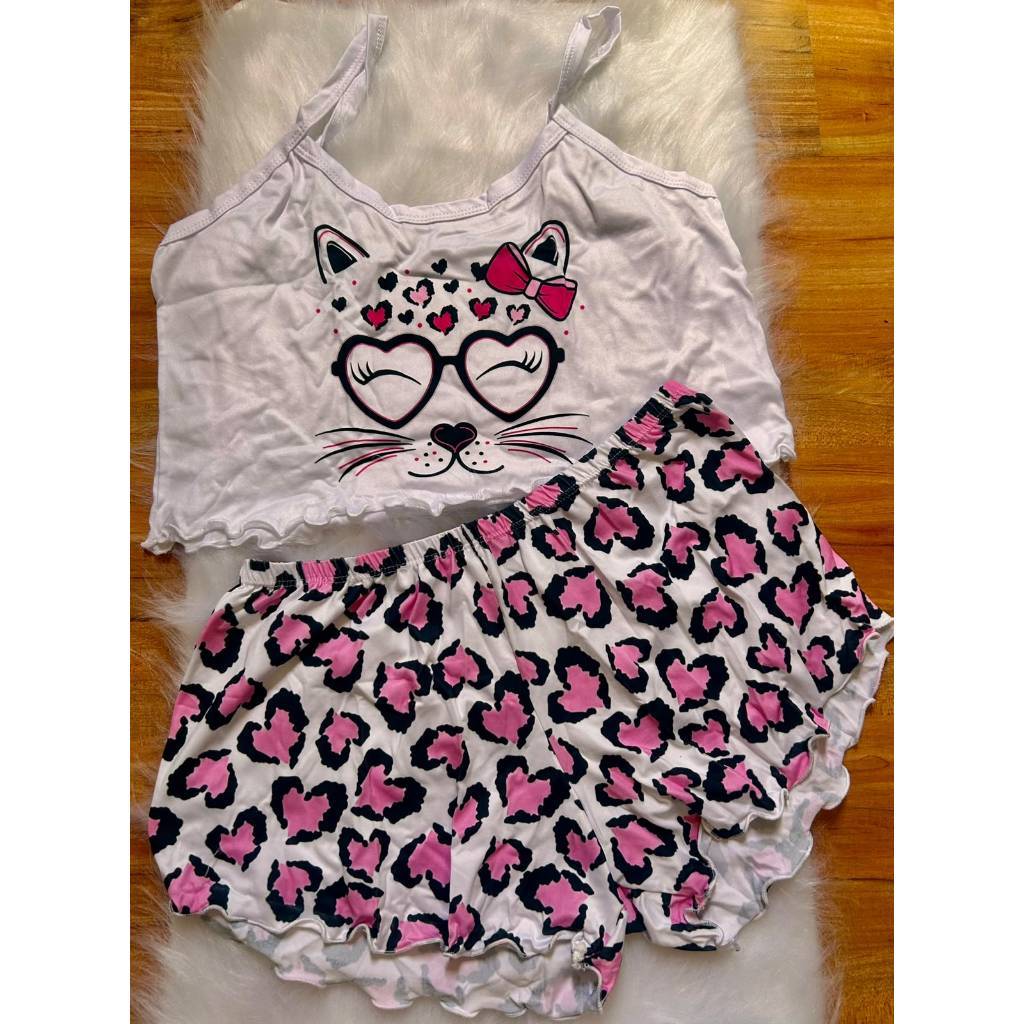 Pijama Feminino Cropped Ondinha, Blogueira, Virginia -  Conjunto Short Doll Confortável - Estampas variadas