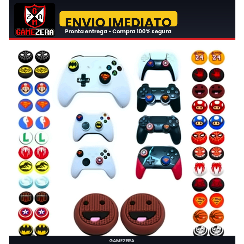 Par Grip Borracha Capa Silicone Analogico PS4 PS5 Xbox One Series Nintendo Switch