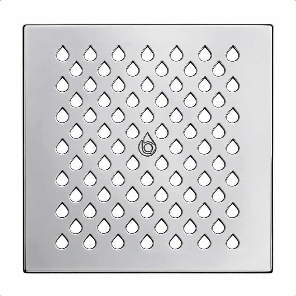 Ralo Quadrado Gota 10x10cm em Metal Cromado