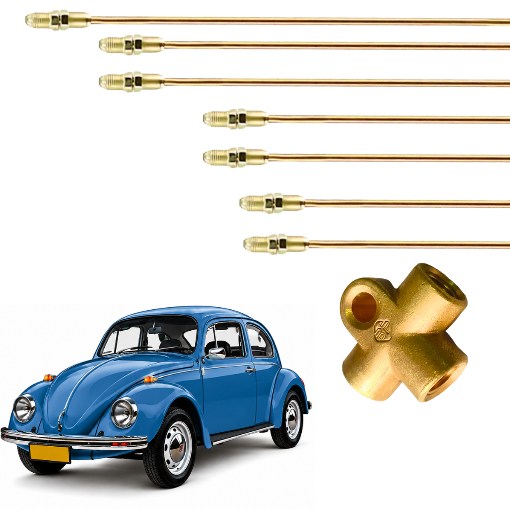 Cano Freio Mestre + Conexão + Cano Freio Das Rodas Dianteiras e Traseiras Fusca Freio A Tambor