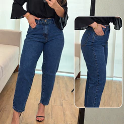 Calça Jeans Mom Feminina Cintura Alta 100% Algodão Premium