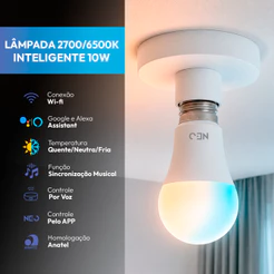 kit 1 a 5 Lampada Led Pera Smart Inteligente Wi Fi 10w 2700K/6500K Branco Frio Quente E27 110v/220v Neo Avant