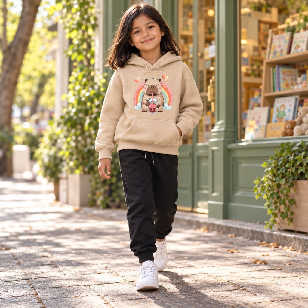 Conjunto Moletom Infantil Juvenil Menina Capivara Flanelado Blusa Frio e Calça Algodão Premium Agasalho Inverno Feminino
