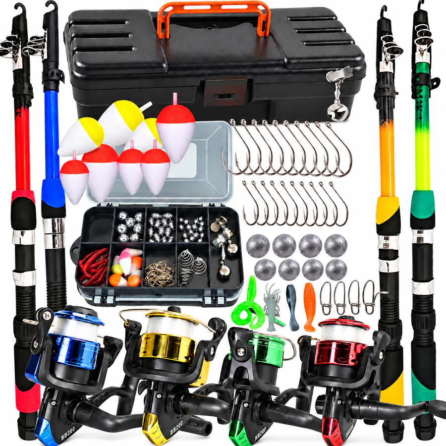 Mega Kit de Pesca Completo Varas Molinetes Caixa Maleta, com Anzóis, Boias, Chumbos e Iscas OU APENAS MALETA COM ACESSOR
