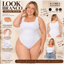 Body Plus Size Feminino Gola Quadrada Regata Suplex Liso Confortável Verão Moda Feminina