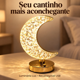 Luminária Decorativa Lua e Estrela para Quarto, Abajur de Mesa Criativo luz Noturna USB Recarregável