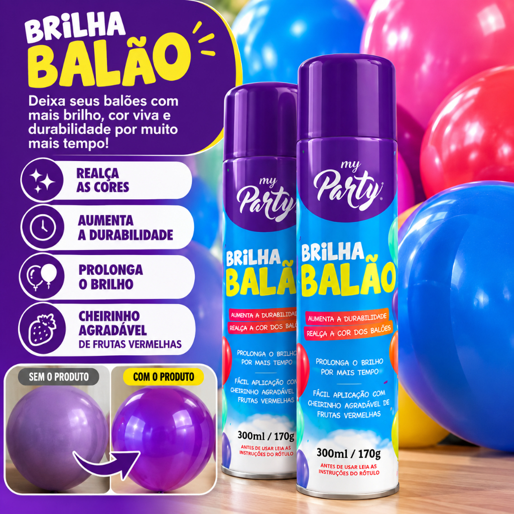 Brilha Balão Spray My Party 300ml Prolonga Brilho Realça Cor Aroma Frutas Vermelhas — imagem 2 de 2