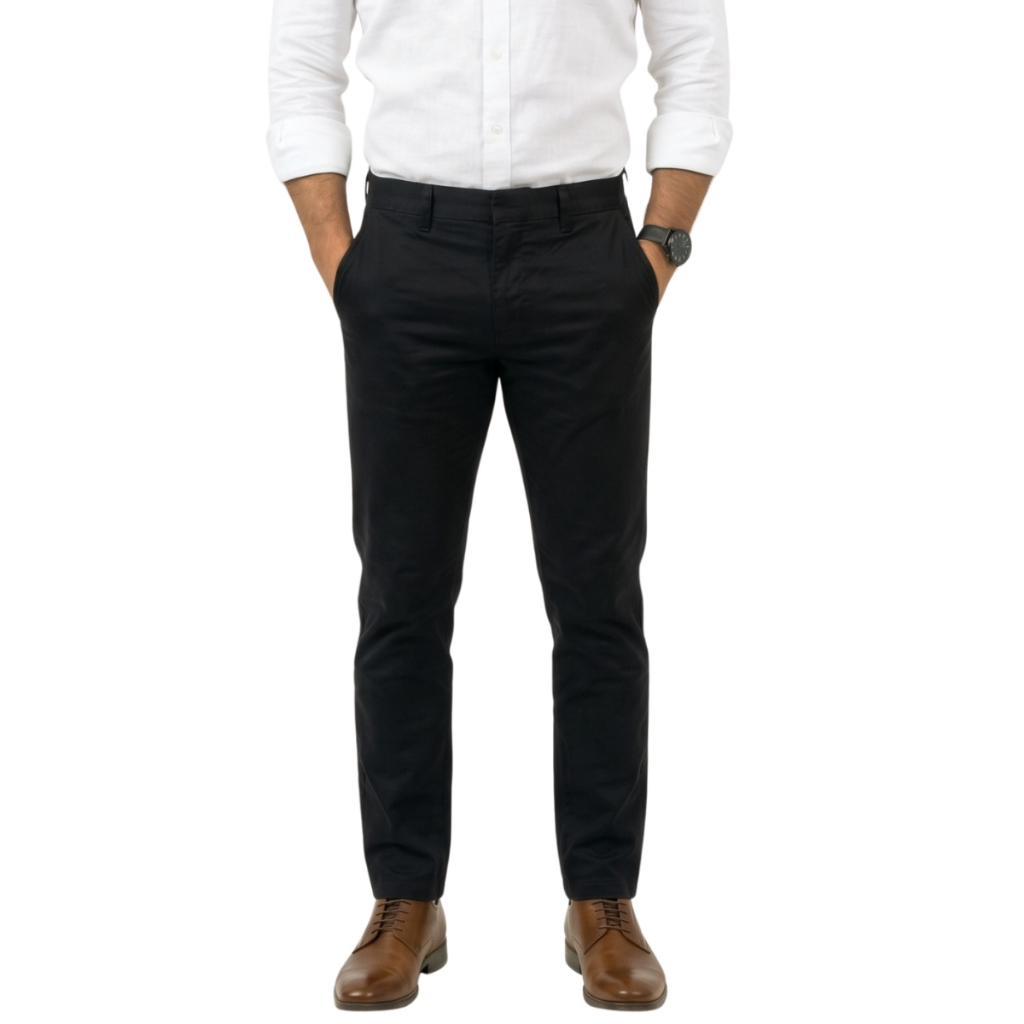 Calça Esporte Fino Masculina Slim Sarja Com Elastano Com Bolso Embutido Social Sport