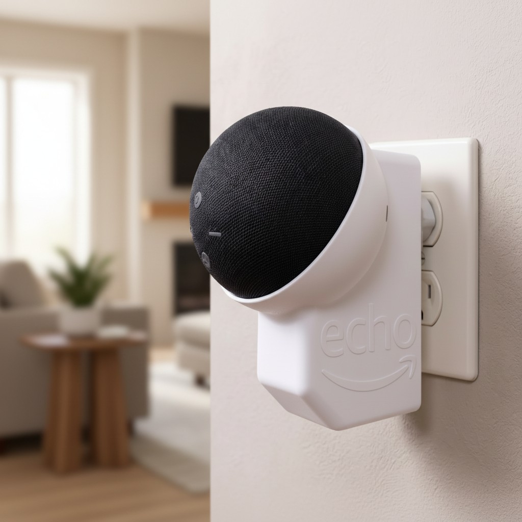 Suporte De Tomada Para Alexa Echo Dot 4 e 5 Geração Parede Sem Furo Organizador De Fios Cabo Embutido
