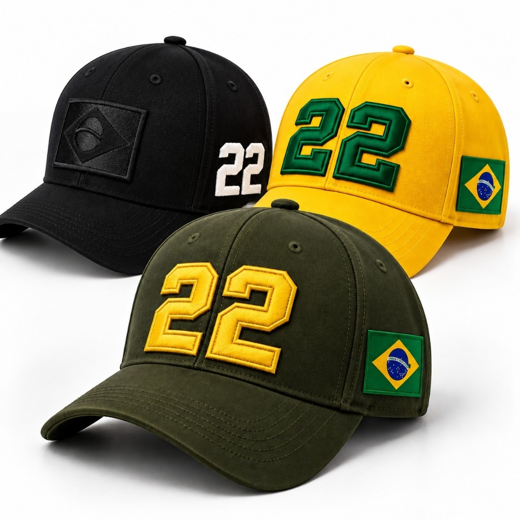 Boné Brasil Premium Bordado Alto Relevo - Ajustável