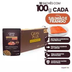 Ração Úmida Sachê Granplus Salmão e Frango Cães Adultos Caixa Com 18 Sachês - 100g