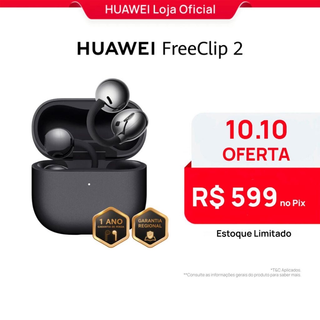 HUAWEI FreeClip 2 | Fone de Ouvido Bluetooth Sem Fio | Design em C | Chamadas Nítida