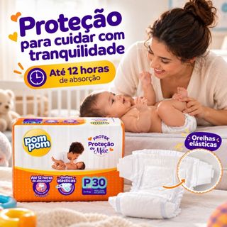Fralda Descartável Pom Pom Protek Proteção de Mãe P M G XG Infantil