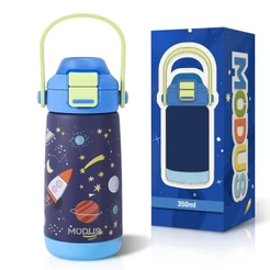 MODUS GARRAFA TÉRMICA Com Canudo Térmica Infantil Estampas Aço Inox 350ml Presente Infantil Ideal