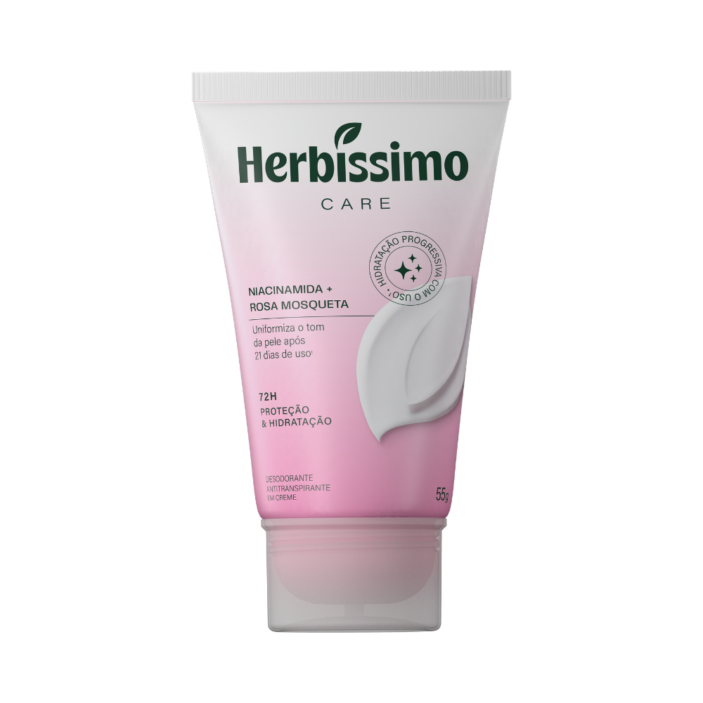 Creme Desodorante Antitranspirante Herbíssimo Care Rosa Mosqueta E Niacinamida Bisnaga 55g