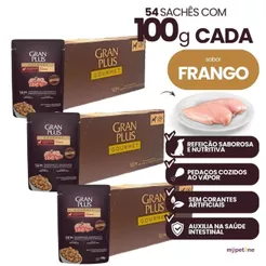 Ração Úmida Gran Plus Gourmet Sachê Gourmet Sabor Frango Cães Filhotes 100g Caixa Com 18, 32, 54 Ou 72