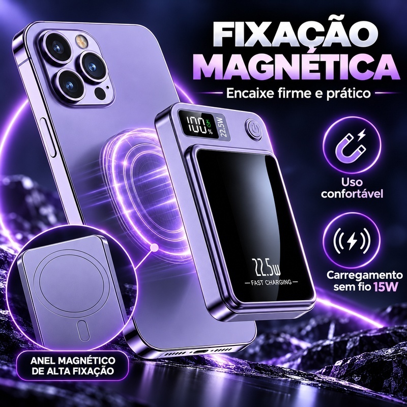 Carregador Portátil Para Iphone Indução Magsafe Powerbank 10000 mAh Battery Pack -A7