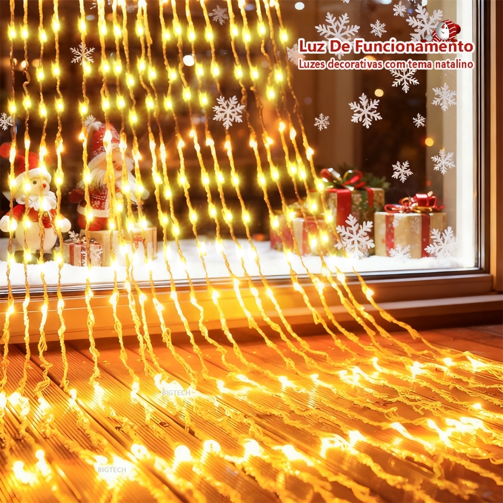 Cascata 6 Metros 40  Lâmpadas LED Luzes Festa Pisca Cortina Enfeites De Natal 110V 220V Com Conexão Fita