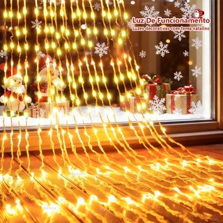 Cascata 6 Metros 40  Lâmpadas LED Luzes Festa Pisca Cortina Enfeites De Natal 110V 220V Com Conexão Fita