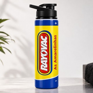 Garrafa Squeeze Rayovac As Amarelinhas Pilha com Tampa  Azul e Amarela