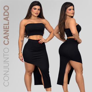 Conjunto Feminino Estiloso Top Faixa Confortavel Premium Conjunto Elagante