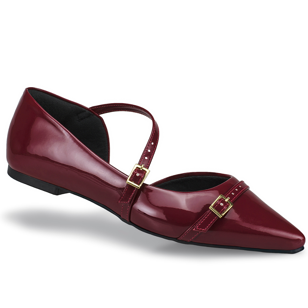 Sapato Feminino Sapatilha Slingback Rasteira Bico Fino Fivelas Mule Social Casual 6772