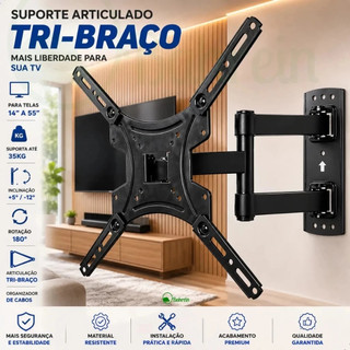 Suporte Tv Tri Articulado Lcd Led Plasma 17 A 60 Pol para parede 32 40 42 43 47 50 52 55 polegadas