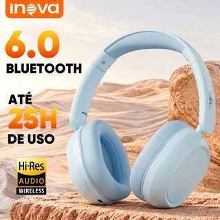 Inova Fone Bluetooth Sem Fio Dobrável Hifi Bluetooth 6.0 Over Ear Fone Sem Fio 25H Microfone