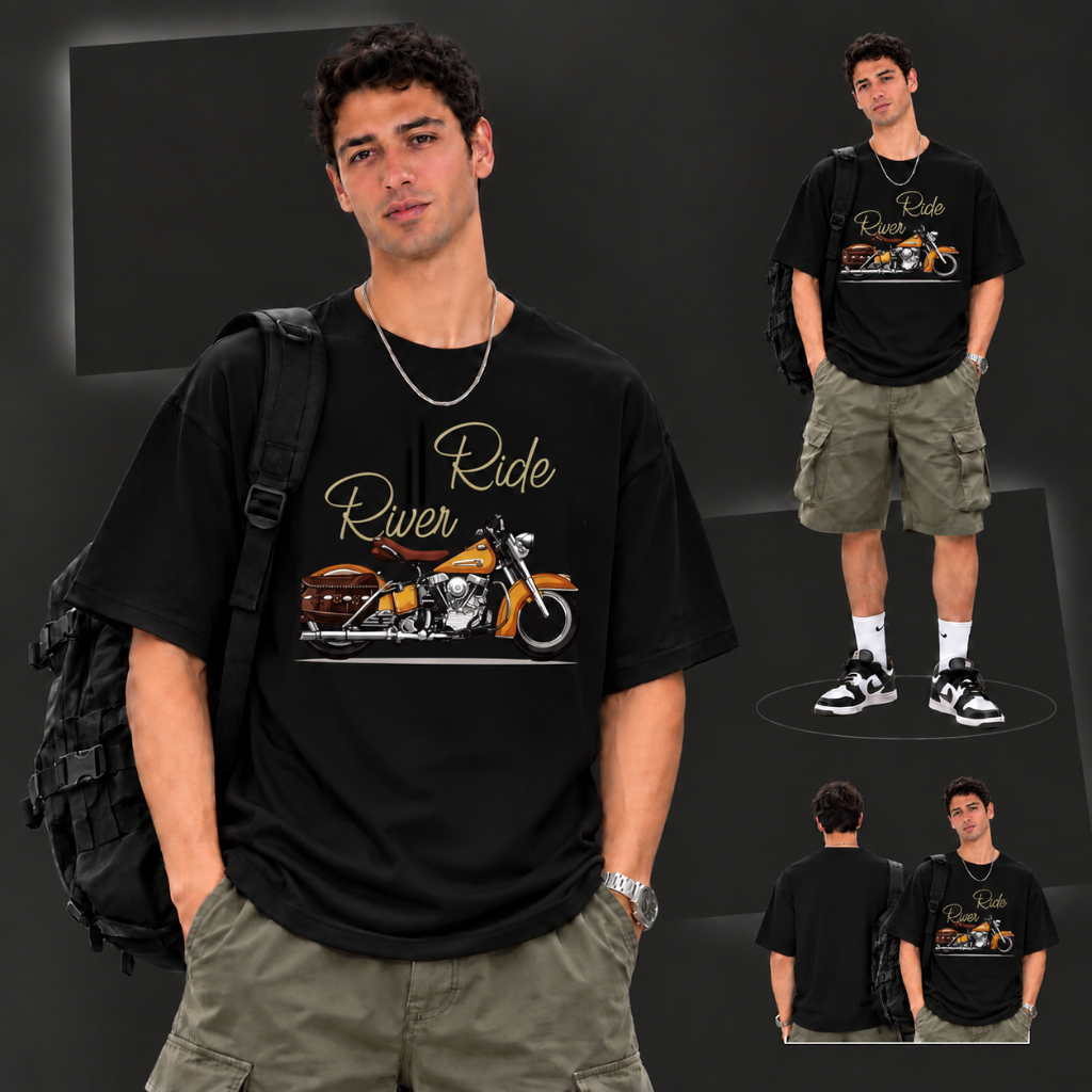 Camiseta Masculina Manga Curta Estampada de Moto Confortável Moderna Estilosa Divertida Premium Moda Casual Tendência