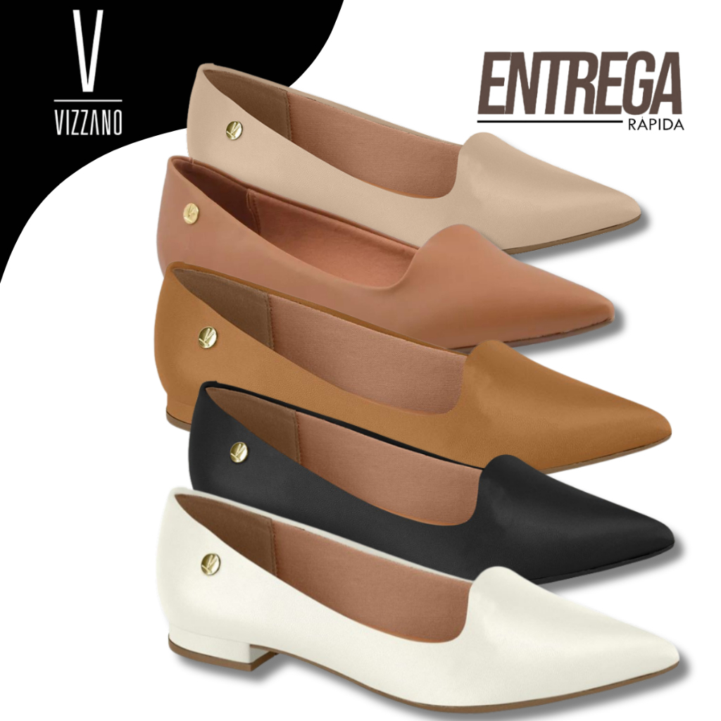 Sapatilha Vizzano Feminina Bico Fino Confortável Social Elegante Original
