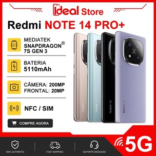 Redmi Note 14 Pro+ 5G, Câmera 200MP, Bateria 5110 mAh, 512GB e 12GB RAM, Versão Global, Processador Snapdragon 7s Gen 3