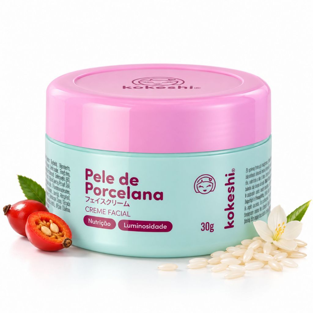 Hidratante Creme Facial Pele De Porcelana Kokeshi 30g Milagre do Arroz