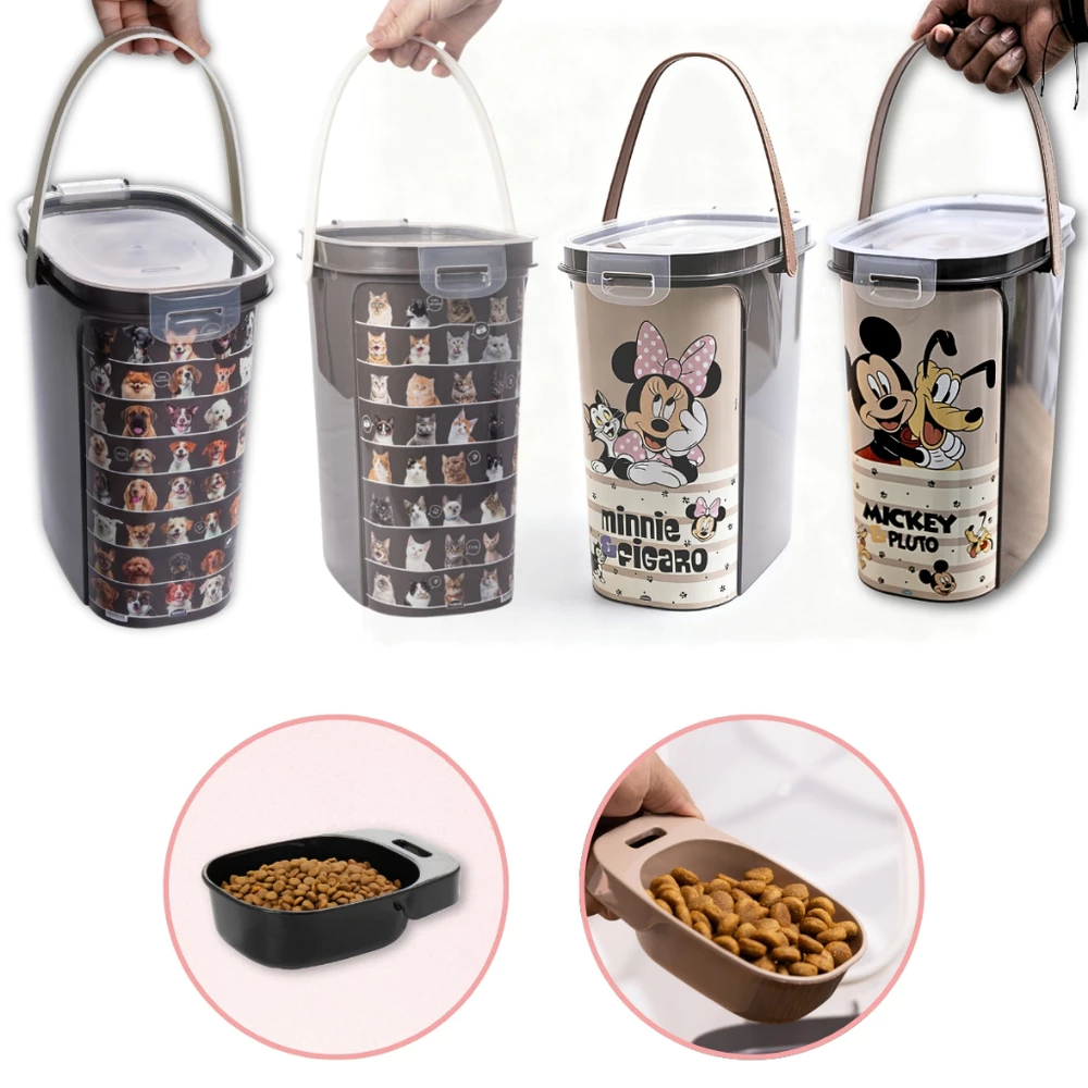 Porta Ração Dispenser Pote Tampa Hermética Dosador Cachorro Gato Balde Pet Vedação Anti Formiga