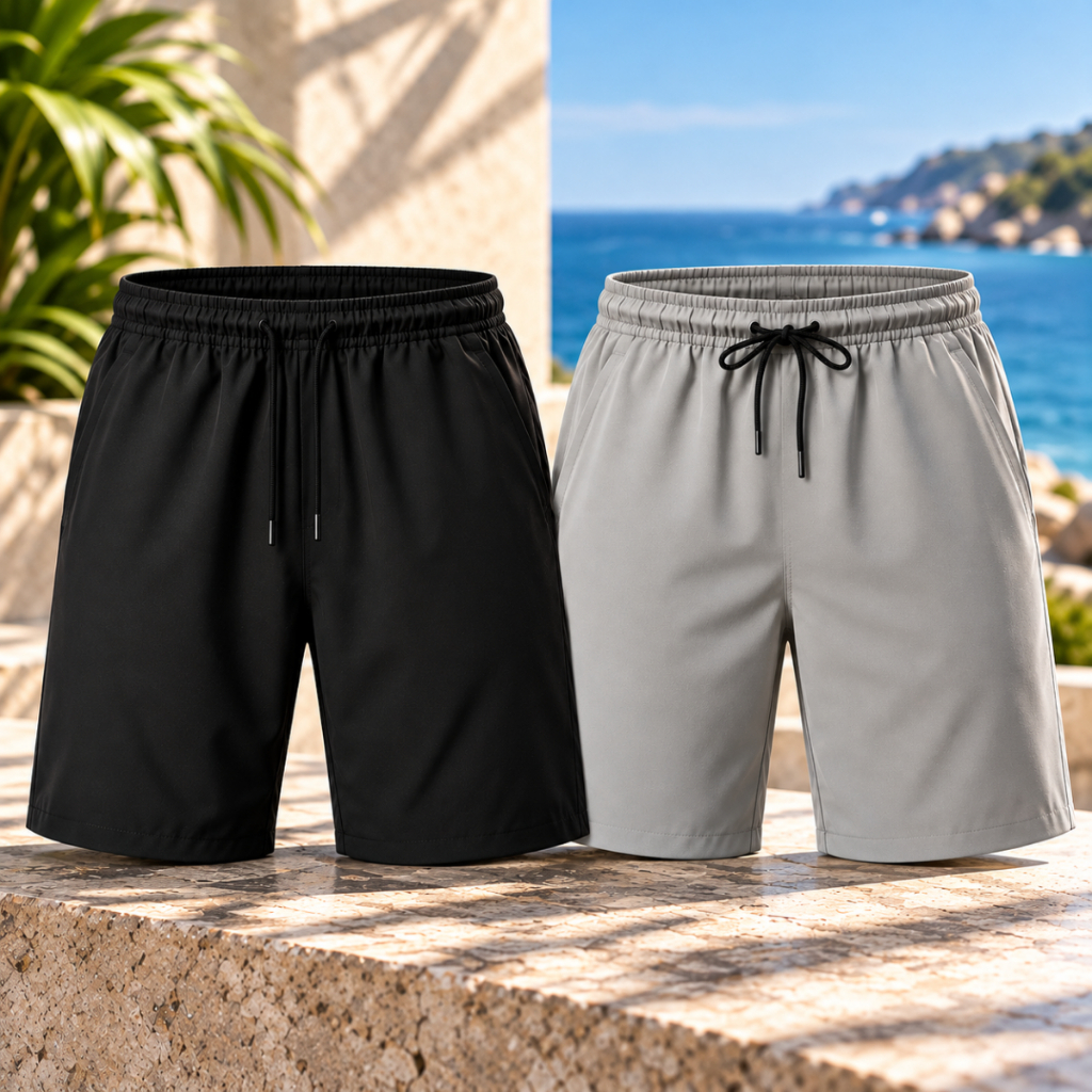 Kit 2 Shorts Bermuda Masculina Tactel com Elastano Leve Confortável Esporte Academia e Praia