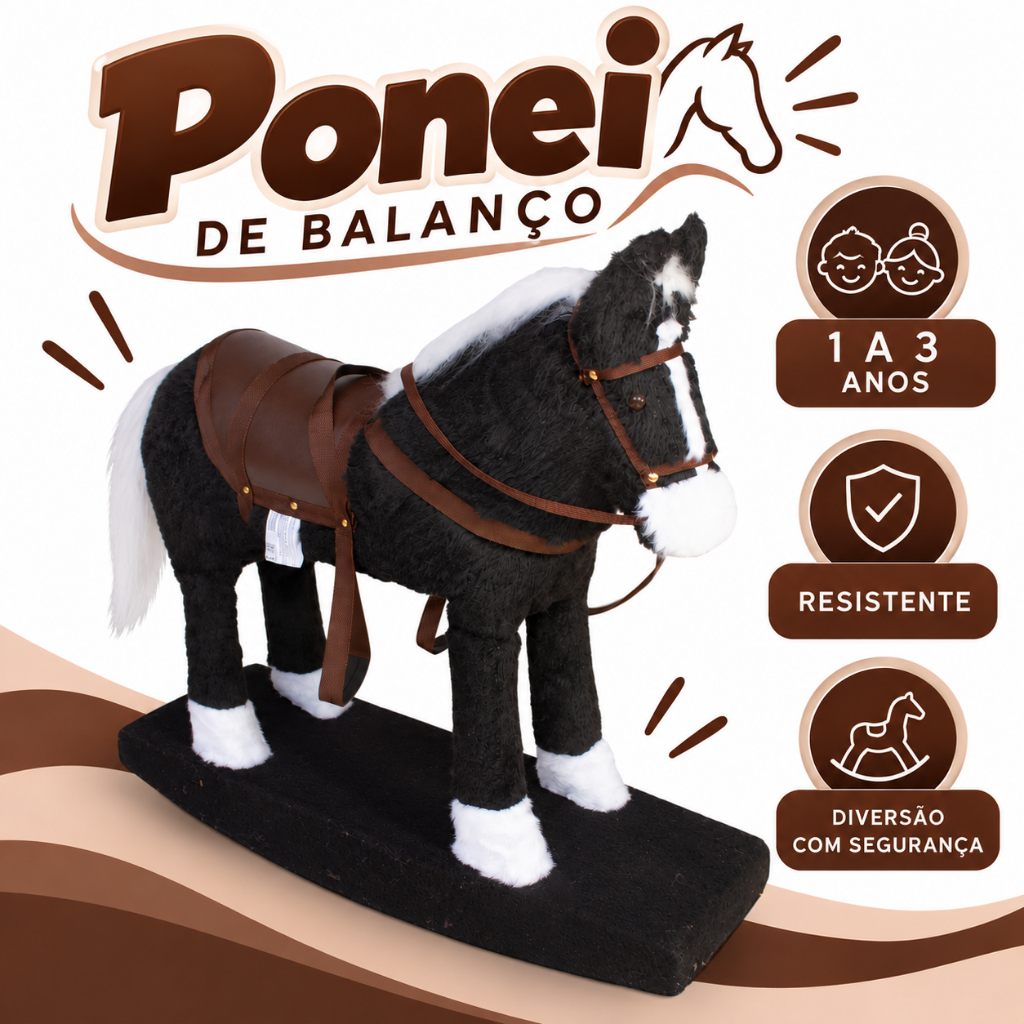 Cavalinho Ponei Brinquedo infantil Balanço Premium 1/3 anos