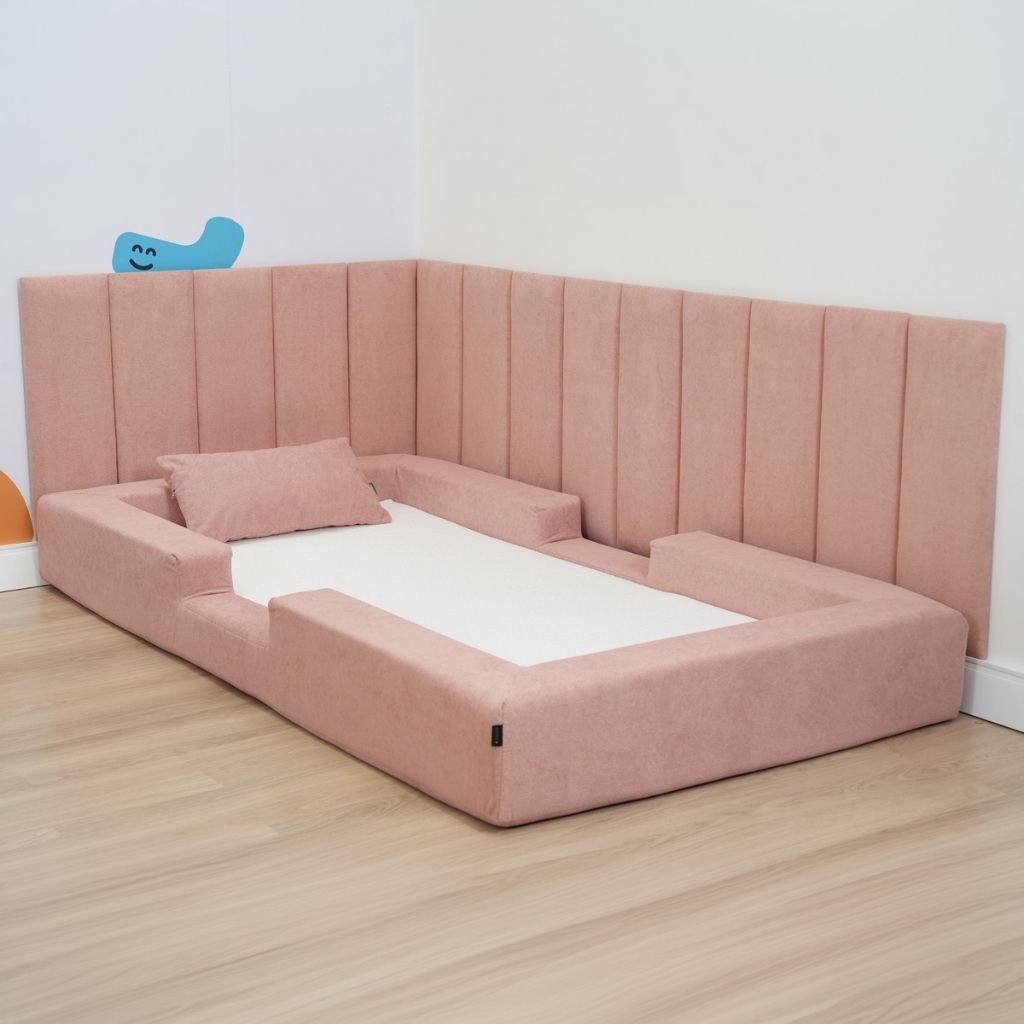 Imagem Protetor De Parede Quadrado Para Cama Montessoriana Em L Kit Solteiro 14 Placas