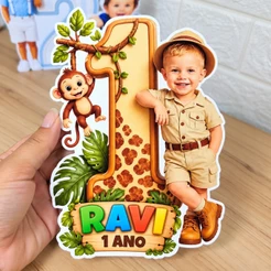 Displays Centro de Mesa Personalizados com Foto | Kit 10 ou 20 Unidades para Festa Infantil