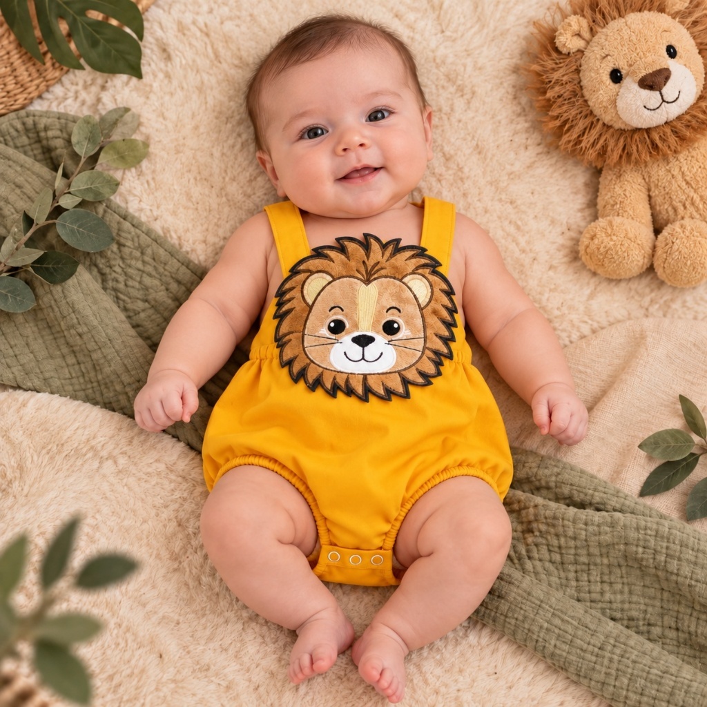 Jardineira bebê Lion
