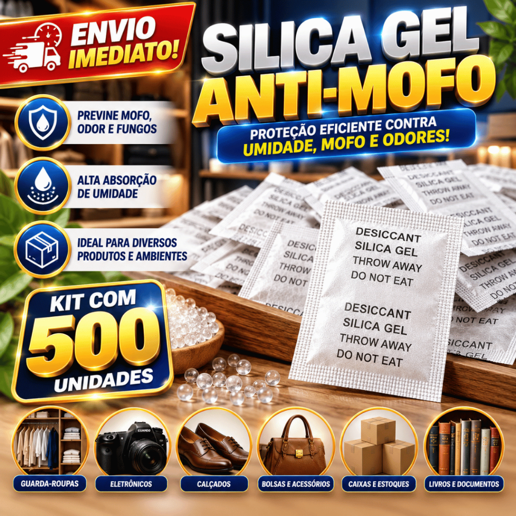 Kit 500 Sache Anti-Mofo Sílica Gel 1G Desumidificador Dessecante Anti umidade