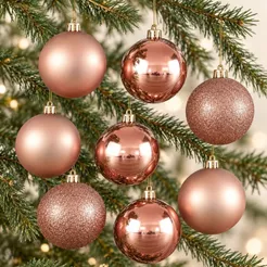 Bolas em Tubo Rose Gold 8cm - 08 unidades - Cromus Natal - Rizzo