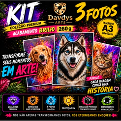 Kit 3 Fotos A3 (30x42) Premium 260g Personalizado | Pôster p/ Sala, Quarto, Decoração, escritório, presentes, lembranças