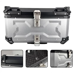 Baú Bauleto 65 Litros Prata 2 Capacetes ACM Aluminio com Suporte e Encosto Passageiro