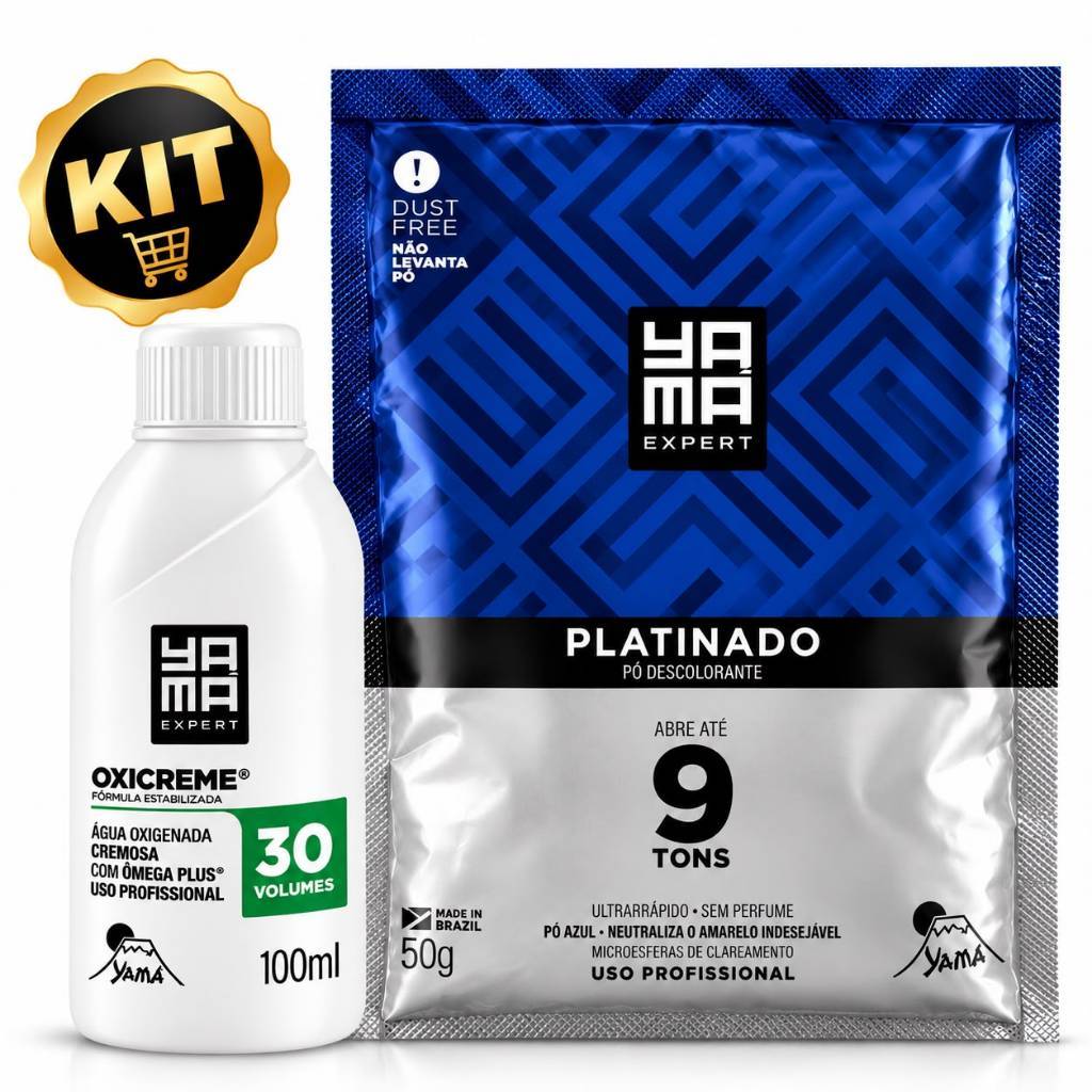 Kit Pó Descolorante 50g Platinado+ Agua Oxigenada Yama Expert Variações