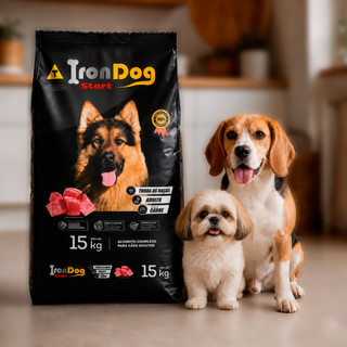 Ração Cachorro Adulto 15kg Iron Dog Start Todas As Raças Premium Carne