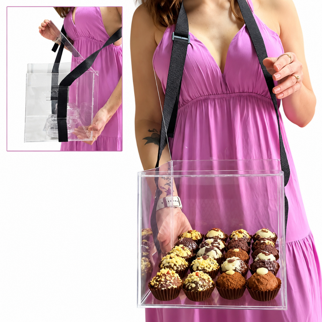 Caixa Expositora de Acrílico 22×22 cm Personalizada – Ideal para Doces e Vendas