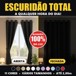 Cortina Blackout PVC Bloqueia 100% da Luz Quarto e Sala Várias Medidas 2,80 x 1,60 1,80 2,00 e 2,30m