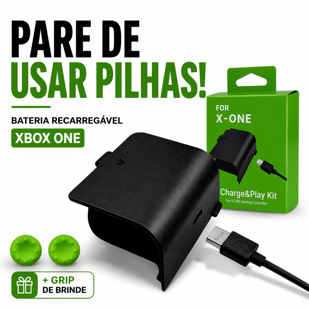 Carregador Para Controle Xbox One Fat Series S Recarregável + Grip