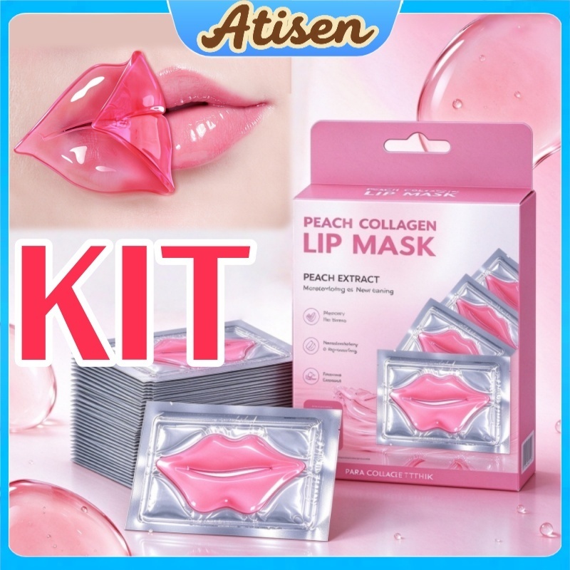 Kit 50/40/30/20/10 Máscara Labial de Colágeno Hidratante, Tratamento para Lábios Ressecados