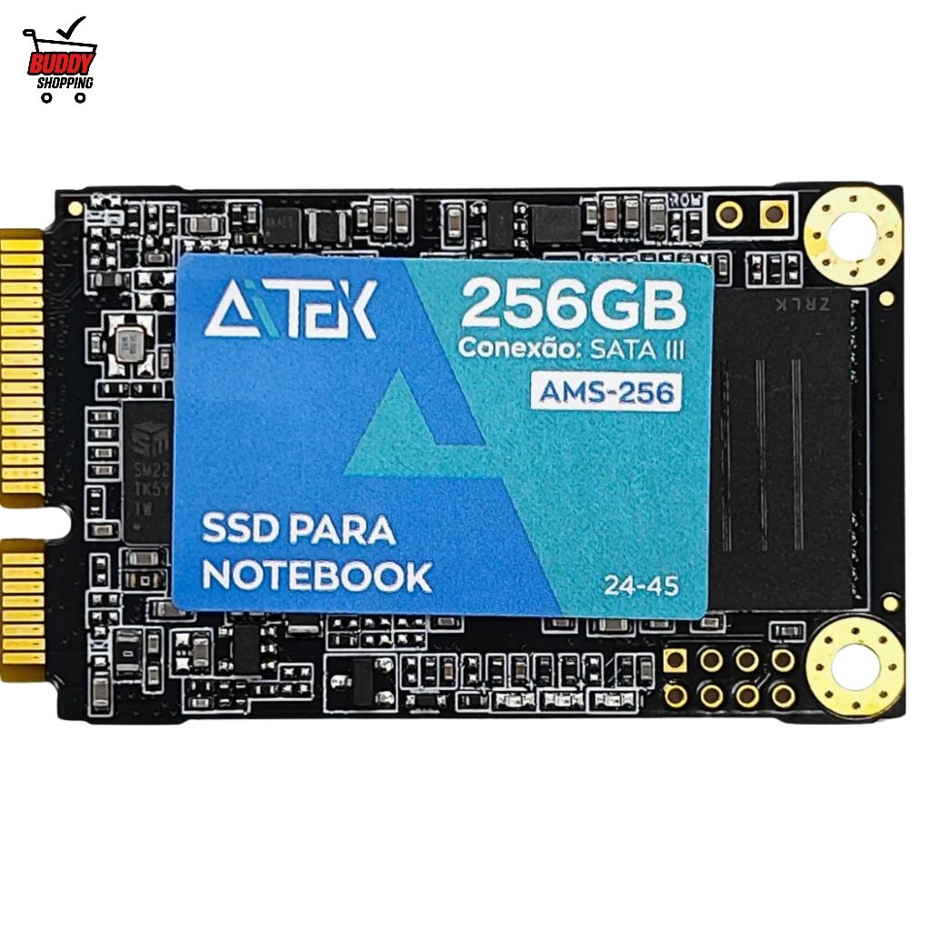 SSD M SATA Aitek AMS 128GB 256GB 512GB Para Notebook SATA III Rápido Leitura 500MB Gravação 445MB Top